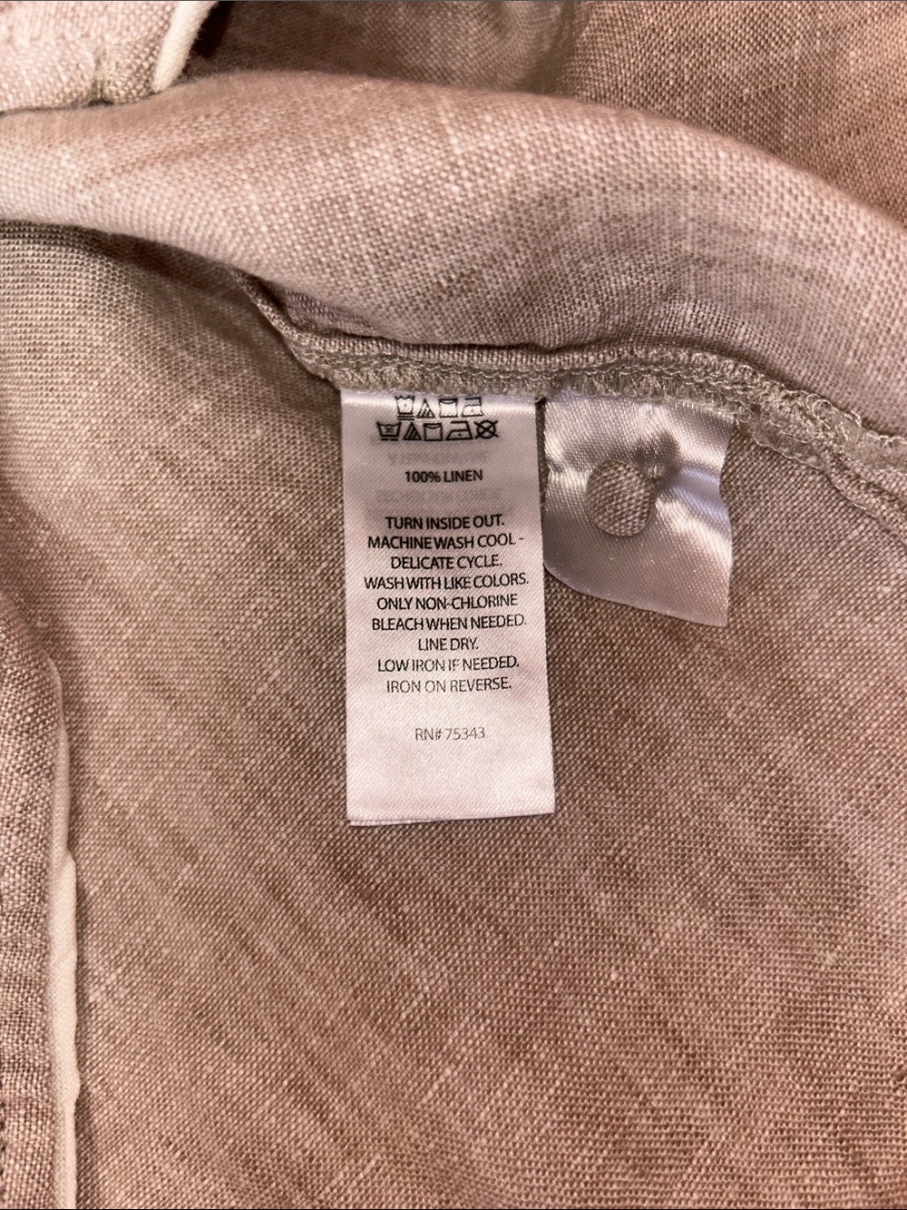 Tahari Taupe Linen Sleeveless Button-Front Top with Cream Trim - Picture 6 of 7